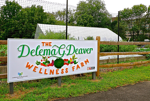 The Delma G. Deaver Wellness Farm sign