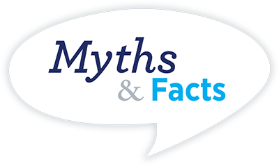 Talk bubble that says myths and facts